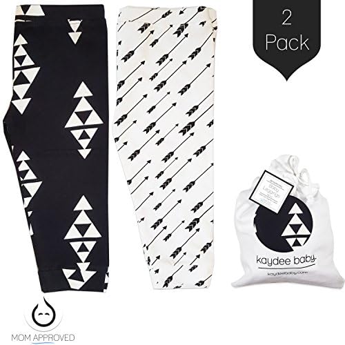 Kaydee Baby Leggings Variety Of Options - Set Of 2 Gift Set (Ages 0-24 Months) (6-12 Months, Arrows &amp; Triangles)