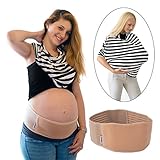 Heabres Maternity Support Belt & Baby Breastfeeding Cover ScarfSet | Breathable Belly Band For Pregnancy and Postpartum Abdominal Binder For Back, One-Size