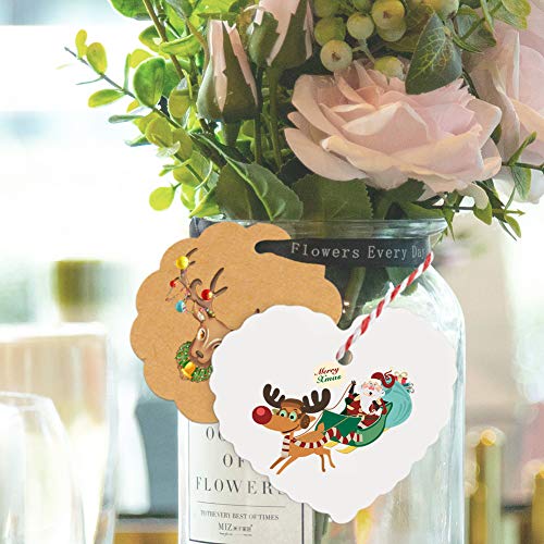 HAKACC Kraftpapier Anhänger, 300 Stk. Geschenkanhänger Etiketten Kraftpapier Tags Karten mit Schnur für Hochzeit Geschenk