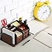 MyGift Wood 5-Compartment Office Supplies Organizer with 3 Drawers, Desktop Mail Holder, Brown