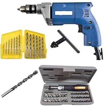 Shree Jee Traders SK1308 10 mm Drill Machine with Bits and Toolkit Color and Design May Vary, 41 Piece