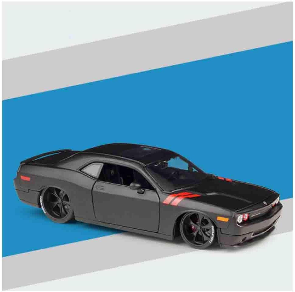 Diecast Pull Back Car Dodge Challenger Alloy Toy 1:24 Doors and Hood Movable Vehicle Suitable for Collection for Men and Women Car Lovers,Black