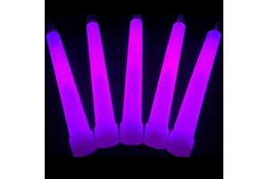 GLOW WITH US Glow Sticks Bulk Wholesale, 25 6” Industrial Grade Purple Light Sticks. Bright Color, Glow 12-14 Hrs, Safety Glow Stick with 3-Year Shelf Life, GlowWithUs Brand
