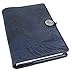 Oberon Design Genuine Leather Refillable Journal Cover with a Hardbound Blank Insert, 6x9 Inches, Hokusai Wave, Navy with a Pewter Button, Made in the USA