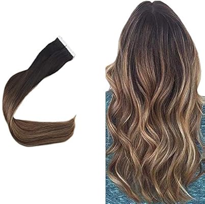 Easyouth 22 Brazilian Tape Hair Extensions Balayage Color 1b