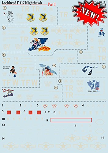 DECAL FOR AIRPLANE LOCKHEED F-117 NIGHTHAWK PART-1 1/48 PRINT SCALE 48-111