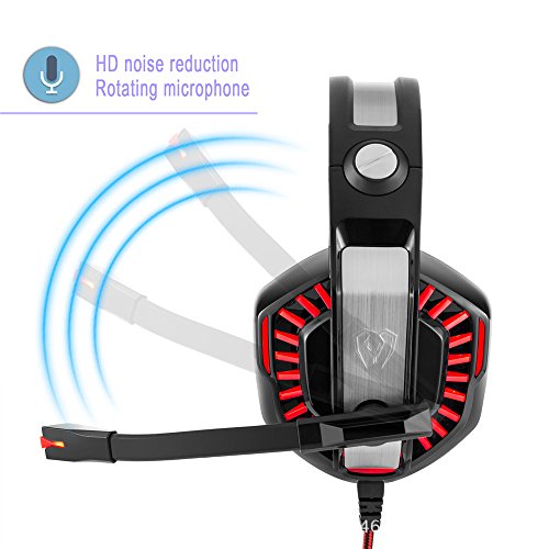 STOGA GM-2 Gaming Headphones, 3.5mm PS4 Gaming Headset Over-the-Ear Noise Isolating,Breathing LED Light with Mic for PC Gamers (Black & Red)