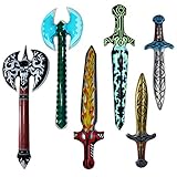 Inflatable Pretend Play Pirate Swords Axe for Boys Halloween Party Supplies Set of 6