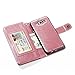 TabPow Galaxy J7 Case, 10 Card Slot - ID Slot, Button Wallet Folio PU Leather Case Cover with Detachable Magnetic Hard Case for Samsung Galaxy J7 J700 (2015) - Rose Pink