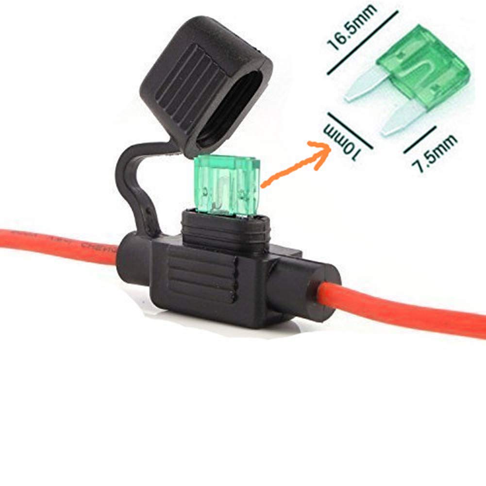 Qiorange Mini Standard Blade Fuse Holder Box In Line 14awg Wire Copper Waterproof With 30amp Fuse For Cars Fuse Holder 1 Pcs