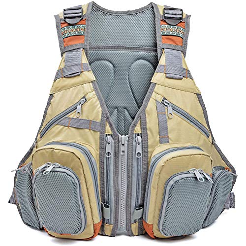 Qiekenao Anglerweste, Unisex, multifunktional, verstellbar, mit mehreren Taschen, für Outdoor-Reisen