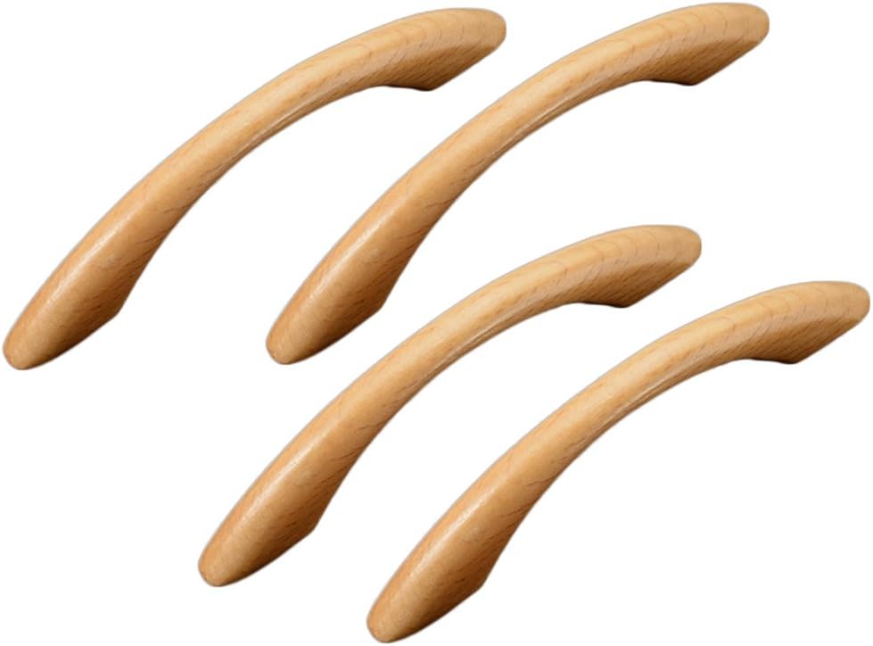 Chytaii 4pcs Manija de Puerta Tiradores Manillas Mango de Madera Mango
