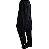Runcati Mens Medieval Ankle Pants Renaissance Viking Pirate Lace Up Tapered Halloween Linen Costume Trousers