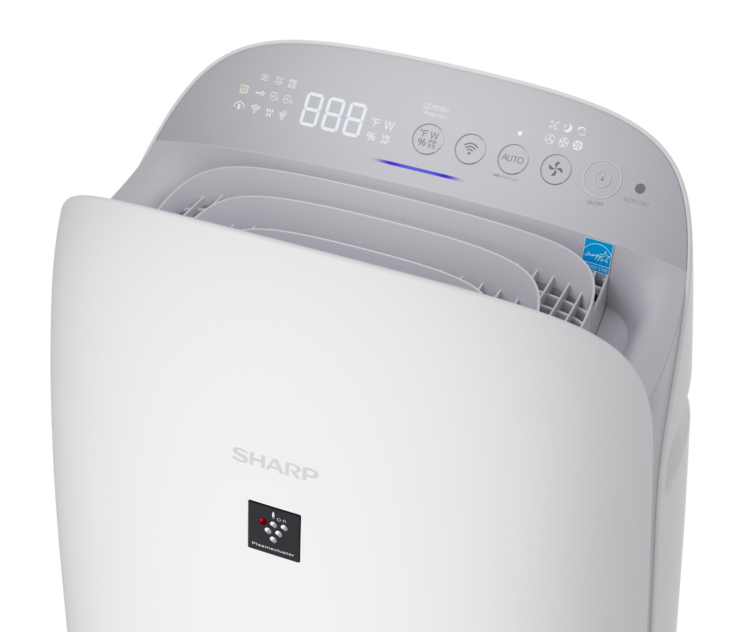 SHARP Smart Air Purifier and Humidifier compatible w/Alexa & Google Asst. Plasmacluster™ Ion Technology & Triple Filtration, incl True HEPA Filter. Covers up to 2,603 sq ft for XL Rooms. KCP110UW