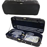 YoungMonic Violin Case Double Violin Case Hold 4 Bows Nylon Lightweight Portable Violin Bag Durable Light Carry Strong Violin Box