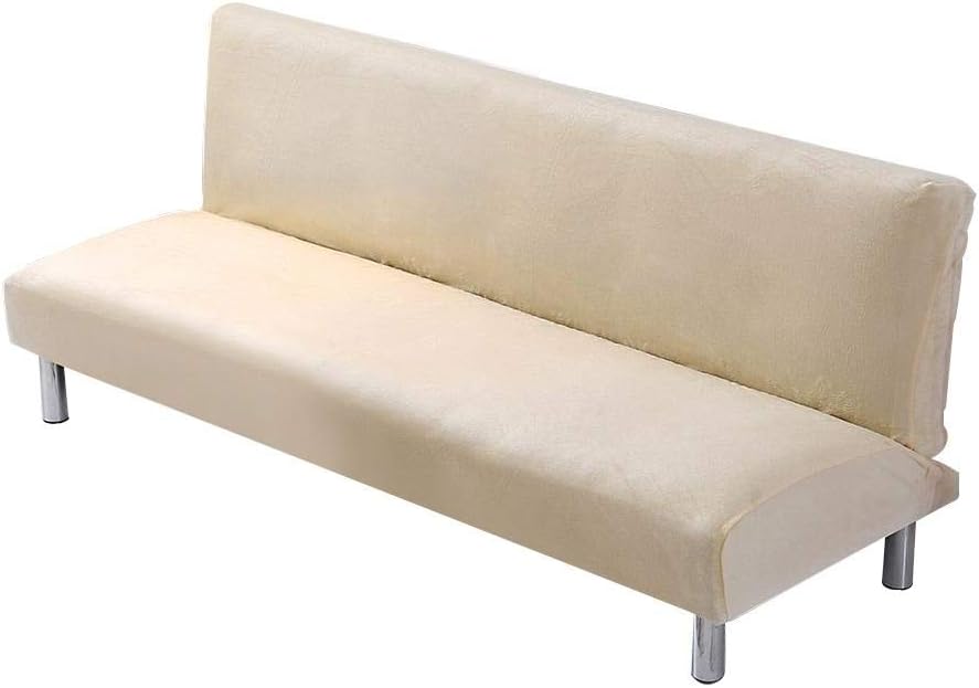 Armless Sofa Cover, 3 Seater Elastic Folding Couch Sofa, Stretch Sofa Bed Slipcover PengXiang Futon Sofa Cover, Slipcover Solid/Muti Color Sofa Bed Covers Full Folding Elastic Armless 80 x 50 inch, L