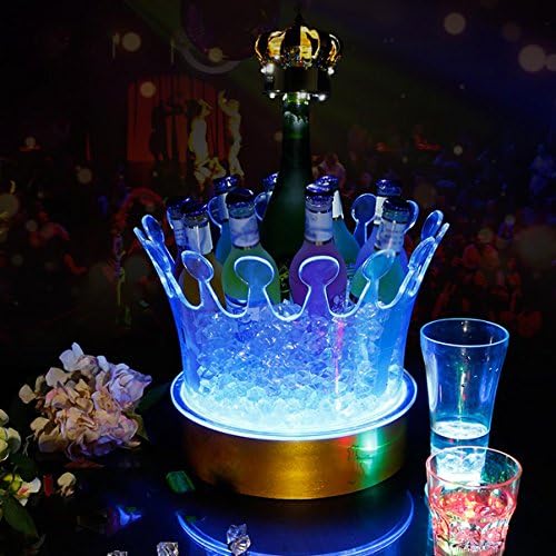 XINYE Acrylic Small Ice Bucket LED Crown Shape Glowing For Bar,10.63 * 10.63 inches, white