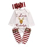 Ma&Baby Newborn Baby Girl I Love Rudolph Romper Leg Warmer Outfits Christmas Clothes, White, 0 - 6 Months (70)