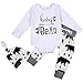 MIOIM 3pcs Baby Boys Girls Letter Romper Bear Pants Knotted Hat Coming Home Outfits
