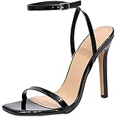 XPINYT Womens Heels Sexy Square Open Toe Heeled Sandals, 4.3 Inch Stiletto Heels Party Wedding Banquet Dressy Shoes