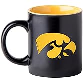 Boelter Brands Two Toned Matte Black Coffee Mug, NCAA Team Logo with Inner Team Color (Iowa Hawkeyes)