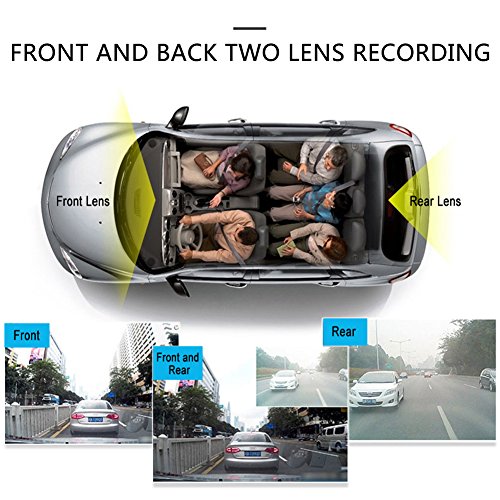 TekBow Car Video Recorder Dual Lens Dash Cam 5.0" Touch Screen Rearview Mirror Full HD 1080P 170 Degree Wide Angle with Front and Back Camera, Night Vision, G-Sensor, Parking Mode, Loop Recording - Thumbnail 2