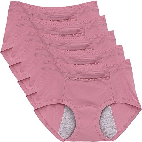 CeeDeek Panties Cycle Period Briefs Leak-Proof Underpants for Women Packs of 5 (Medium/6, Cameo Brown)