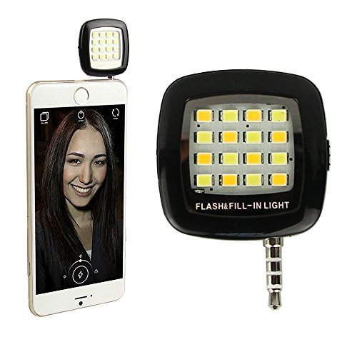 Grip Universal Portable Mini 16 LED Night Using Selfie Enhancing Dimmable Flash Cellphone Camera Flash Fill-in Light Pocket Spotlight Photo Speedlite Android Smartphone Tablets Camera iPhone (Black) Grip Universal Portable Mini 16 LED Night Using Selfie Enhancing Dimmable Flash Cellphone Camera Flash Fill-in Light Pocket Spotlight Photo Speedlite Android Smartphone Tablets Camera iPhone (Black)
