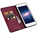 Zover iPhone 6S Plus Case iPhone 6 Plus case Genuine Leather Case Wallet Cover with Kickstand Feature Card Slots & ID Holder and Magnetic Clasps for iPhone 6 Plus iPhone 6S Plus Wine Red