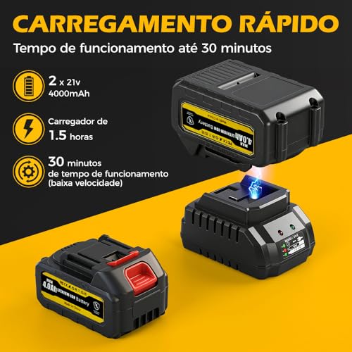 YARUIKE Soprador de Folhas, Soprador de Folhas Elétrico Sem Fio com 2 Baterias e Carregador, 5 Modos de Velocidade, Limpeza de Pátios, Sopradores para Cuidados com o Gramado e Poeira