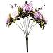 Leagel Fake Flowers Vintage Artificial Peony Silk Flowers Bouquet Wedding Home Decoration, Pack of 1 (New Purple)