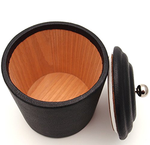Soft Leather Pipe Tobacco Jar - Authentic Full Grade Cow Leather - Black