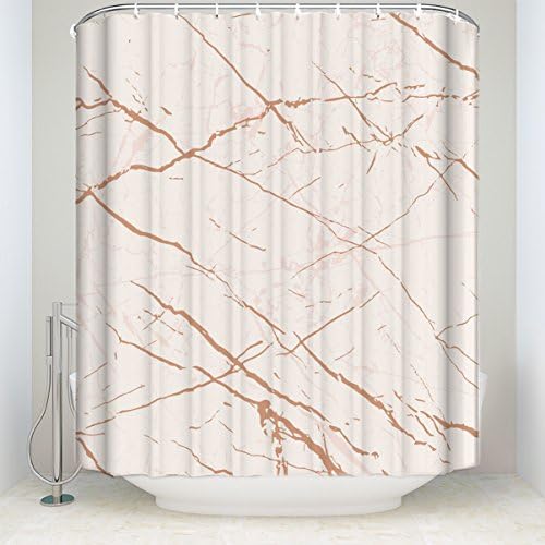 Home Decor Shower Curtain, Anti Bacterial Waterproof Polyester Fabric Bathroom Decor Set with Hooks, Extra Long 60" x 72" - Marble