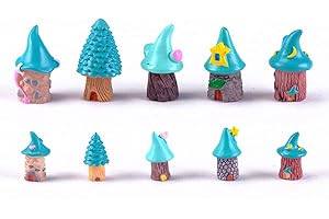 LONCESS 10 Pcs Tree House Miniature Fairy Garden Accessories, Mini Resin Cottage House Fairy Garden Decor, House Ornaments Kit Fairy Garden Supplies for DIY Accessories, Micro Landscape Decoration