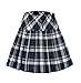Women's Elastic Waist Plaid Pleated Skirt Tartan Skater School Uniform Mini Skirts (Small, Series 1 White)