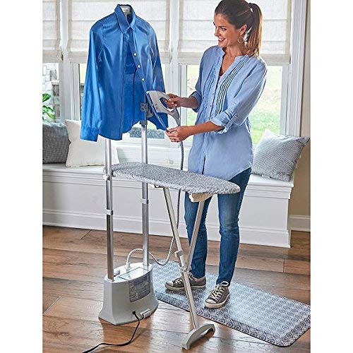 2-in-1 Powerful Professional Clothes Fabric Steamer for Home and Commercial Use, Dual-Use Built-In Iron and Garment Steamer with Fabric Brush, Garment Hanger, and Extra Long Steam Hose.
