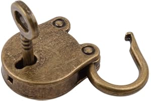 Metal Vintage Old Style Mini Padlock Small Luggage Box Key Lock Copper Colour Home Use Hardware Decoration, Alloy, Copper, Si