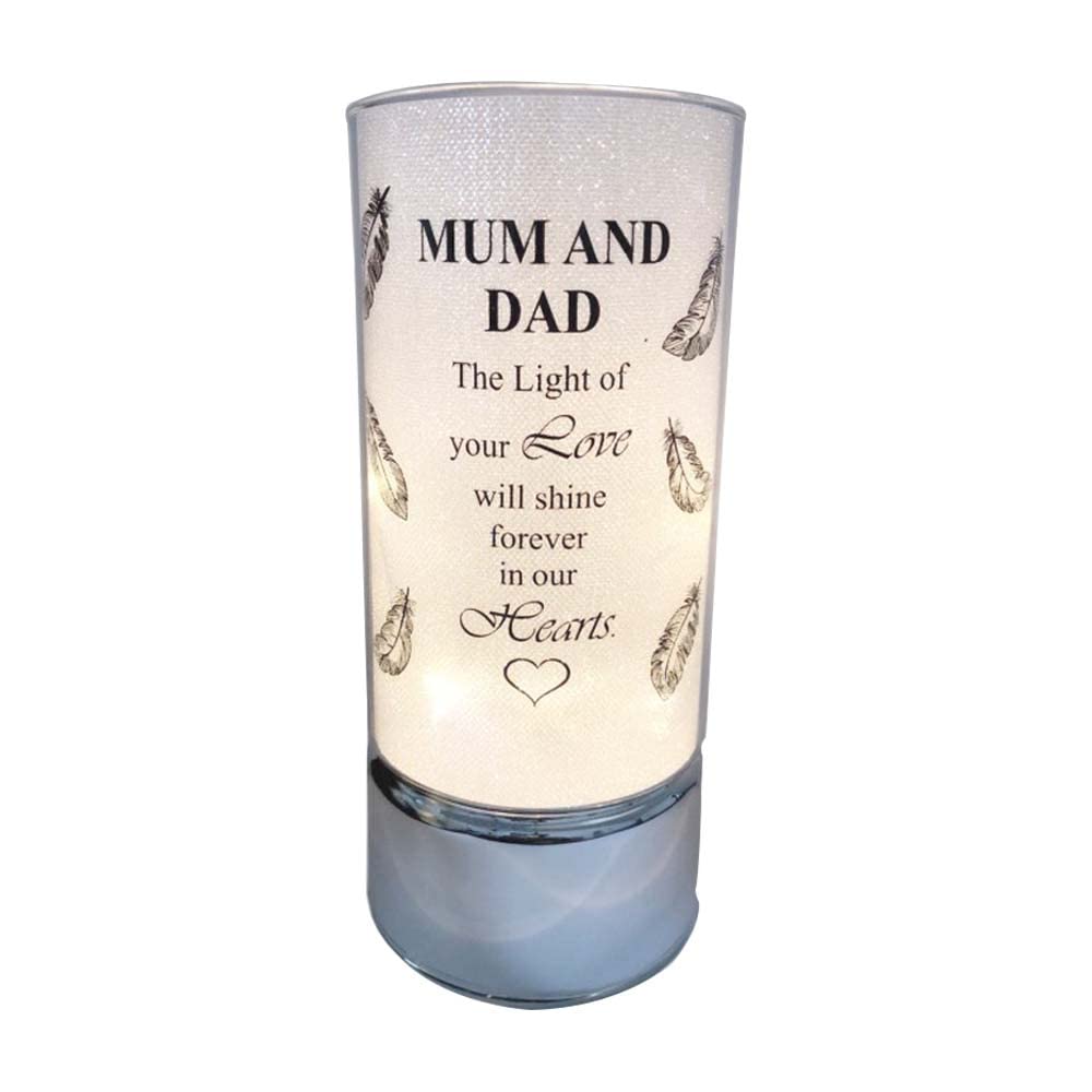 Memorial Light Tubes Ornament, Perfect for Garden and Graveside for Any Special Occasion in The Memory of Dad, Mum, Son, Daughter, Husband, Wife, Grandad, Nan, Brother, Sister. (20cm) (Mum & Dad)