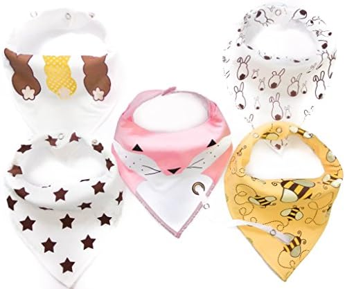 Baby Bandana Drool Bibs, Unisex 5-Pack Gift Set for Drooling and Teething, 100% Organic Cotton, Soft and Absorbent, Hypoallergenic - for Boys and Girls by TPSuccess