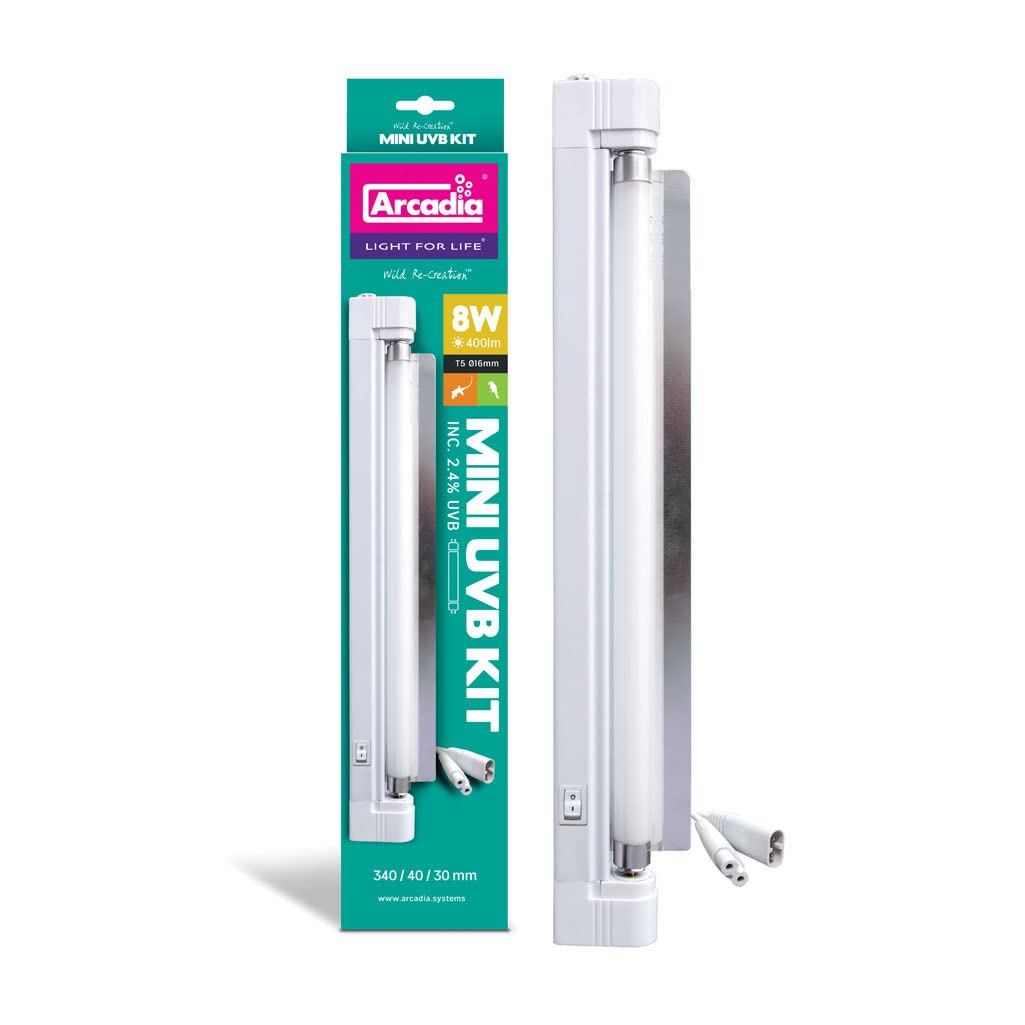 Arcadia Mini UVB Kit - 8W 400lm - 340 x 40 x 30mm - Includes 2.4% UVB Lamp