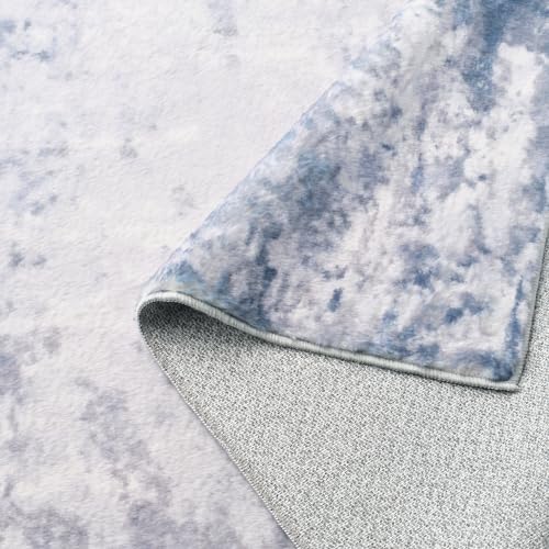 AMOAMI-AREA RUGS 5X7 DISTRESSED MODERN ABSTRACT WASHABLE RUG SOFT FLUFFY INDOOR CARPET NON SLIP AREA RUG FOR LIVING ROOM BEDROOM DINING ROOM PLAYROOM OFFICE BLUE