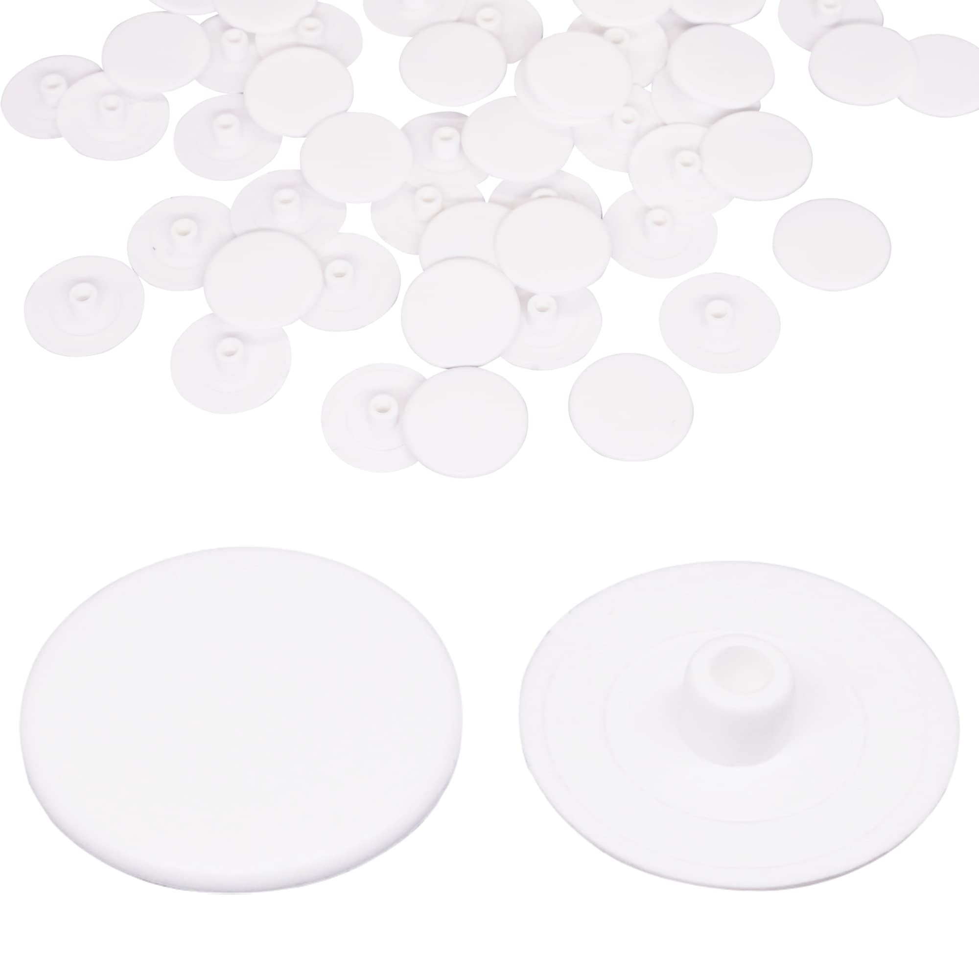 SKIR'CO (100 pcs) White Plastic Cover Caps 18 mm, Plastic Caps for Confirmat Screws and Cam Lock Nuts, Plastic Screw Covers