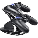 PS4 Controller Charger,Tiancai Dual USB Charging Charger Docking Station Stand Compatible Playstation 4 / PS4 / PS4 Pro / PS4 Slim Controller--Black