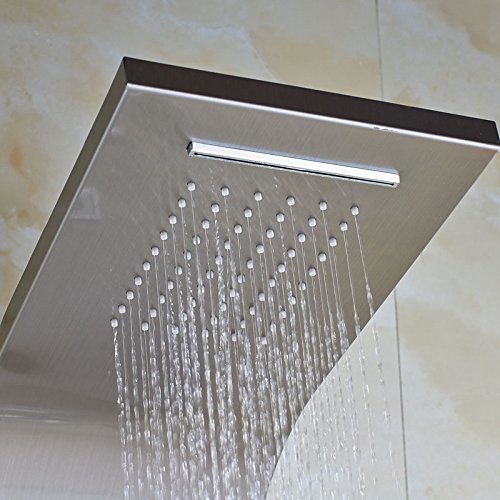 Tyrants Faucet Kitchen faucet NET faucet Bathroom faucet Exposed Brushed Nickle Finish Shower Panel Rainfall Shower Column Tub Spout Shower Faucet,Clear