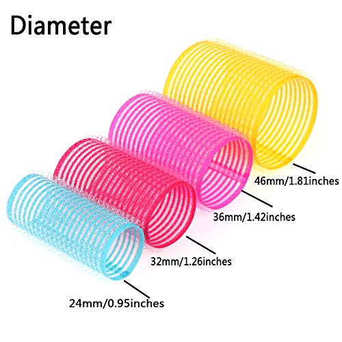 LOCOLO Self Grip Hair Rollers Set - 48 Hair Rollers and 12 Duckbill Clips, Hairdressing Curlers Tools for Women, Men, Kids(24mm, 32mm, 36mm, 46mm)