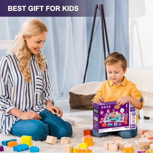 3 Electronic Building Box | 150 Experiments and 53 Components Stem Physics Toys with Light Sensors Microphone Electrical Engineering Learning Set with Basic Plates