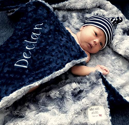 Gray Personalized Double Minky Plush Baby Blanket Jordan Ubuy