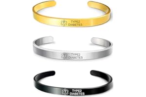RENYILIN 3PCS Stainless steel cuff bracelet Medical alert ID Emergency first Aid bracelet