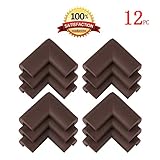 KINGLAKE® 12 Pcs Soft Thick Corner Guards,Table Furniture Baby Proofing Corner Guards Bumpers,Baby Safety Protectors,Furniture Corner Bumpers,Brown