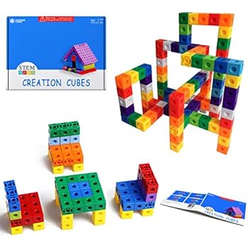 Unlimited Creation Cubes 100 Piece Snap Unit Cubes Centimeter Cube and Interlocking Building Set STEM Toy | Promote Color Sorting & Math Counting Skills